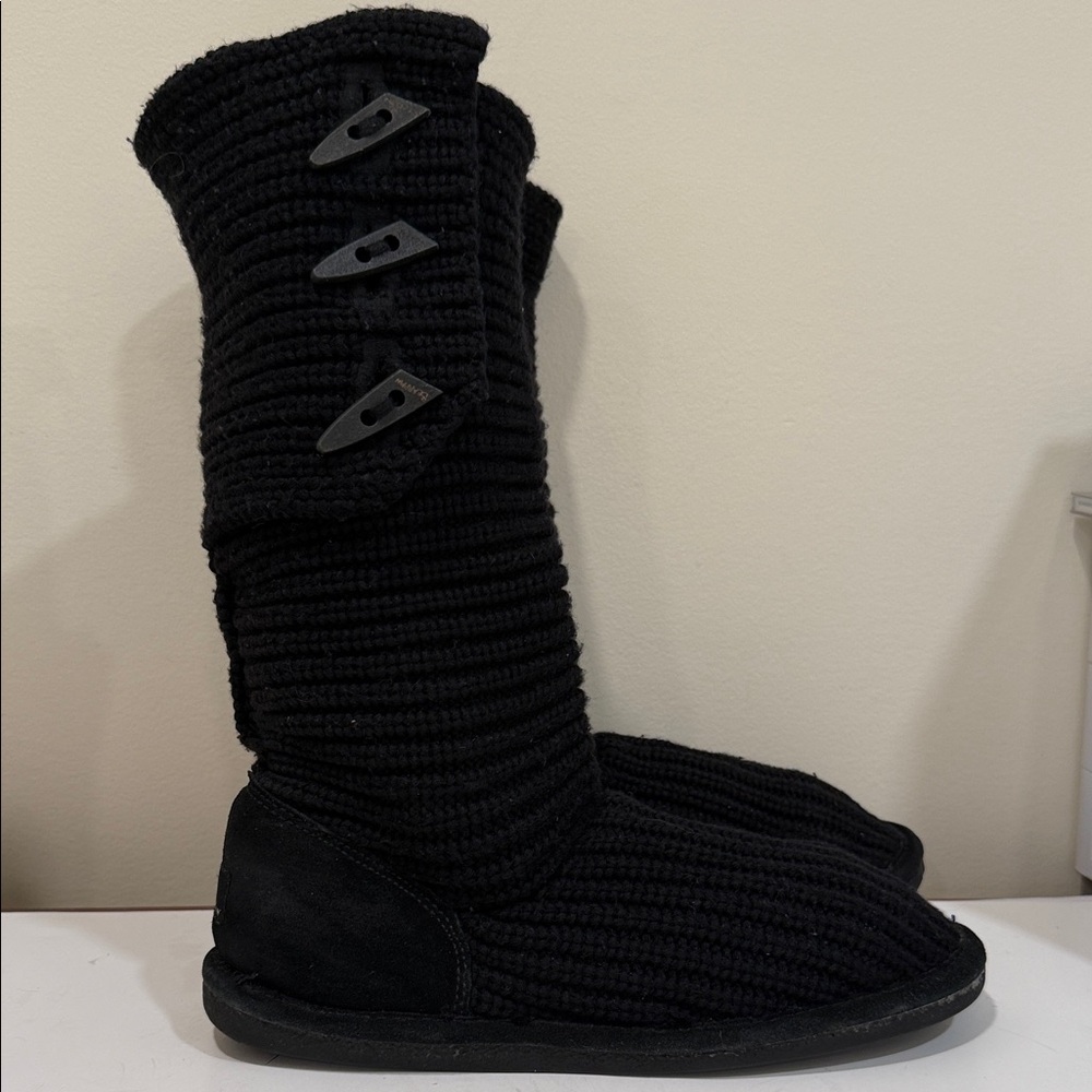 BearPaw Black Knit Tall Sweater Winter Boots (sz 11)
